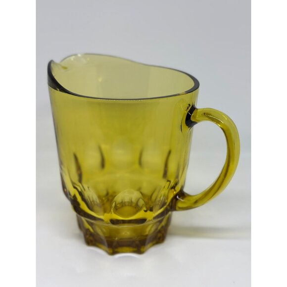 VTG Hazel Atlas Amber Glass Thumbprint Pitcher - Mid-Century Farmhouse Decor USA - Picture 7 of 7